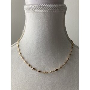 Dainty Gold Tone Choker Necklace With Little Star Stations Celestial Everyday
